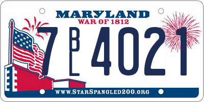 MD license plate 7BL4021