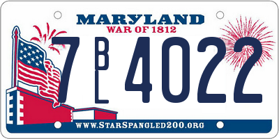 MD license plate 7BL4022