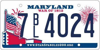 MD license plate 7BL4024
