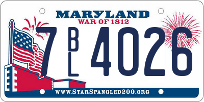 MD license plate 7BL4026