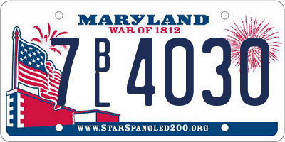 MD license plate 7BL4030