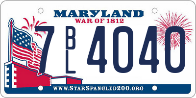 MD license plate 7BL4040