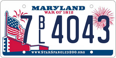 MD license plate 7BL4043