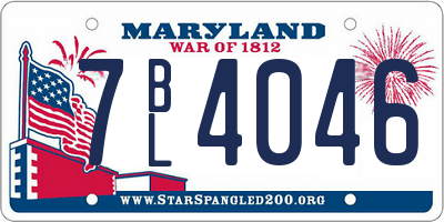 MD license plate 7BL4046