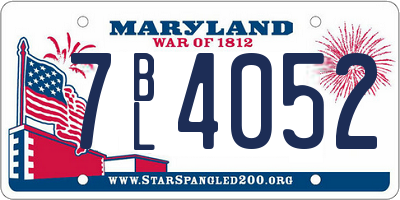 MD license plate 7BL4052