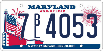 MD license plate 7BL4053