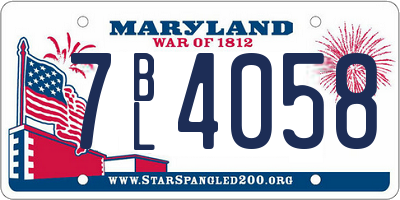 MD license plate 7BL4058