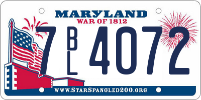 MD license plate 7BL4072