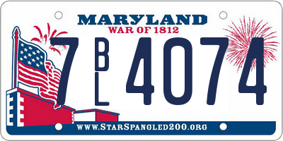 MD license plate 7BL4074