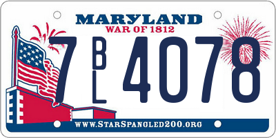 MD license plate 7BL4078