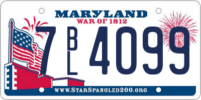 MD license plate 7BL4099