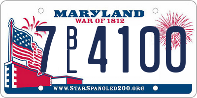 MD license plate 7BL4100