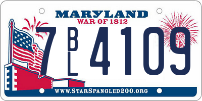 MD license plate 7BL4109