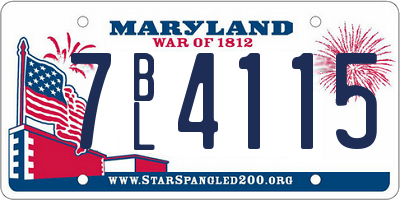 MD license plate 7BL4115