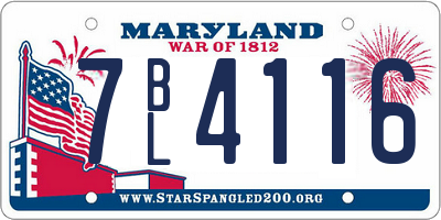 MD license plate 7BL4116