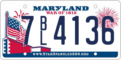 MD license plate 7BL4136
