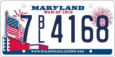 MD license plate 7BL4168