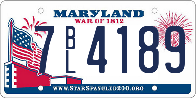 MD license plate 7BL4189