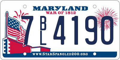 MD license plate 7BL4190