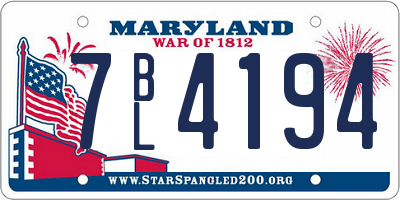 MD license plate 7BL4194