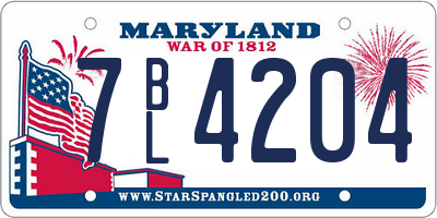 MD license plate 7BL4204