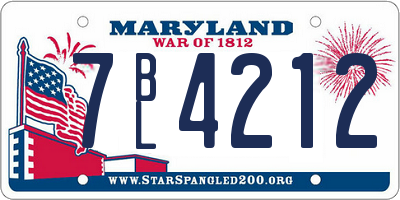 MD license plate 7BL4212