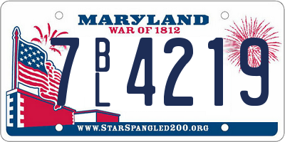 MD license plate 7BL4219