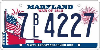 MD license plate 7BL4227