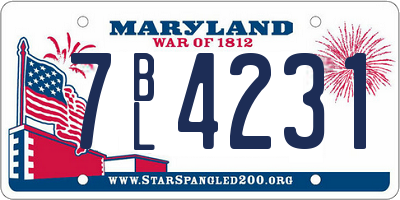 MD license plate 7BL4231