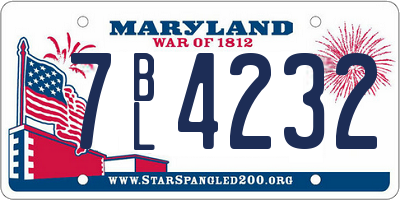 MD license plate 7BL4232
