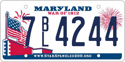MD license plate 7BL4244