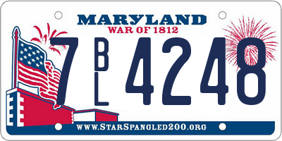 MD license plate 7BL4248