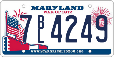 MD license plate 7BL4249