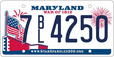 MD license plate 7BL4250