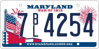 MD license plate 7BL4254