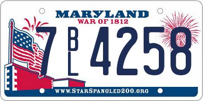MD license plate 7BL4258