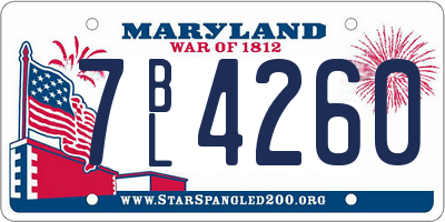 MD license plate 7BL4260
