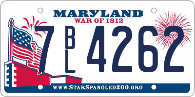 MD license plate 7BL4262