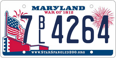 MD license plate 7BL4264