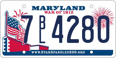 MD license plate 7BL4280