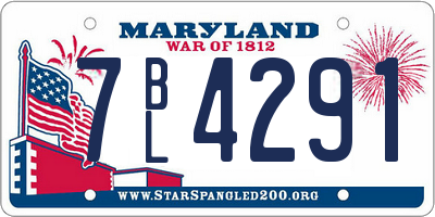 MD license plate 7BL4291