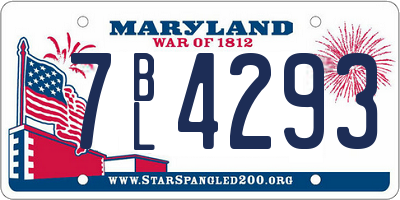 MD license plate 7BL4293
