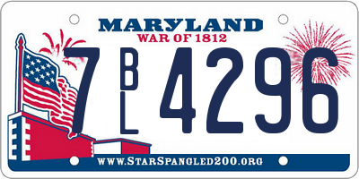 MD license plate 7BL4296