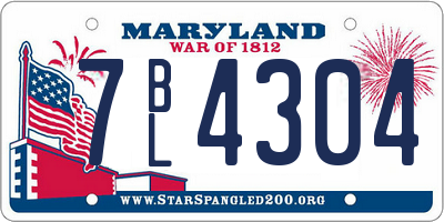 MD license plate 7BL4304