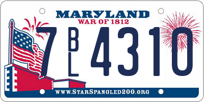 MD license plate 7BL4310