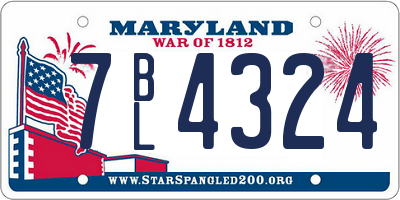 MD license plate 7BL4324