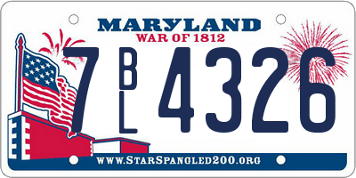 MD license plate 7BL4326