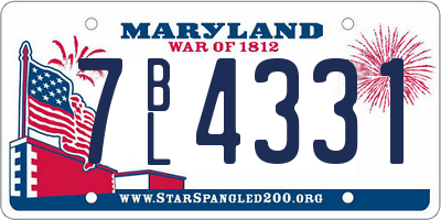 MD license plate 7BL4331