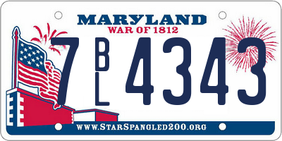 MD license plate 7BL4343