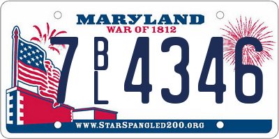 MD license plate 7BL4346
